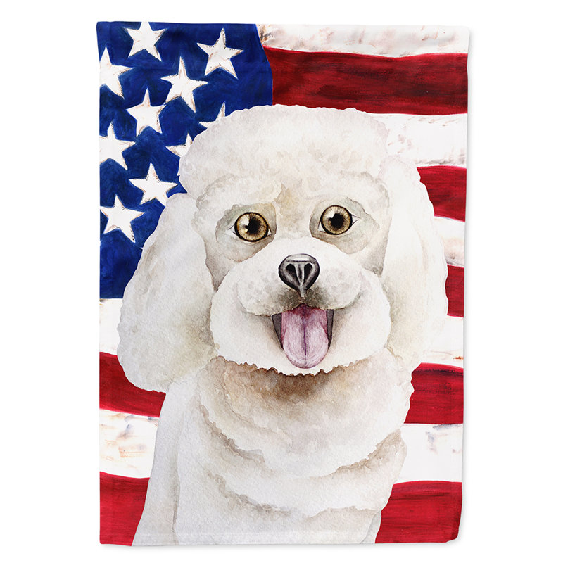 Drapeau de maison en polyester à 2 côtés Shahnur, Bichon frisé blanc cassé