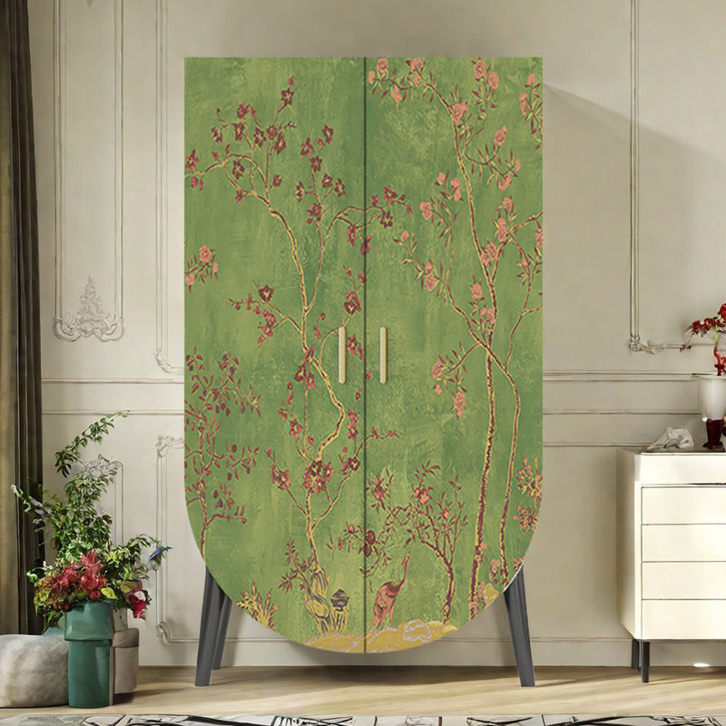 Armoire de rangement haute Retro, Noir/vert
