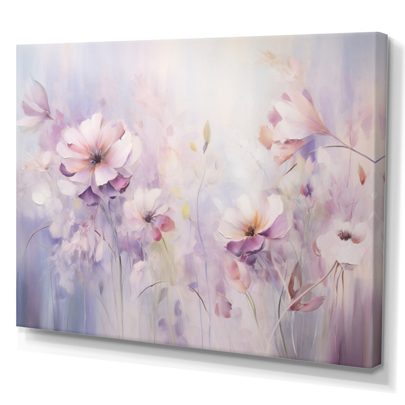 «Mauve Botanical Whispers III - Abstract Botanicals», art mural, H 12 po x l 20 po x P 1 po, Toile tendue