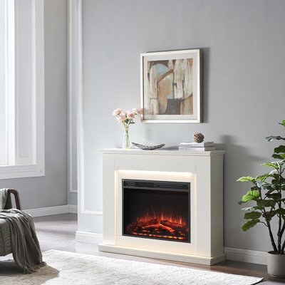 FLAMME Valenza Espresso oak Electric Fireplace Suite with Surround and 2kW Heater