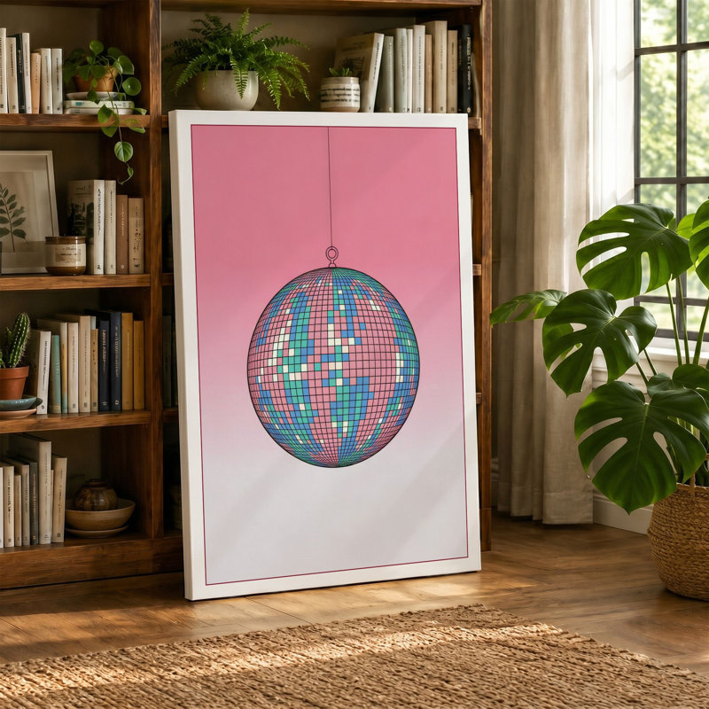 Disco Ball Nostalgia Retro - Wrapped Canvas, 36x24 - 91.4 x 61.0 cm, White Border