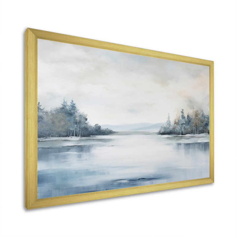 Scandinavian Lake Tranquility I sur impression sur toile, Cadre doré simple, H 24 po x l 32 po x P 1 po