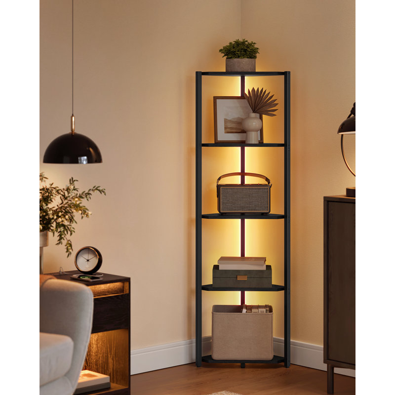 146.6cm H x 32cm W Steel Corner Bookcase, Black