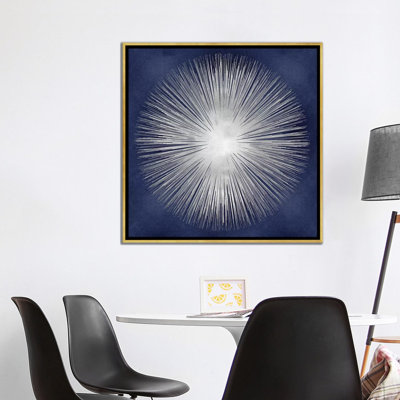 " Silver Sunburst On Blue I " by Abby Young