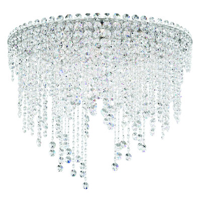 Chantant 6 Light 24in x 20.5in Flush Mount in Polished Stainless Steel with Clear Optic Crystals