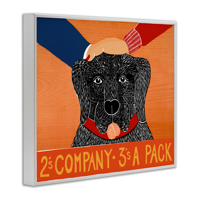 «2's Company Dog», dessin de Stephen Huneck, H 11 po x l 14 po, Estampe numérique encadrée blanc bord de mer