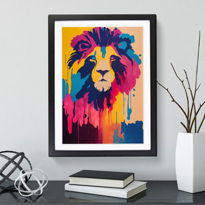 Lion Dripped Abstract - Framed Print