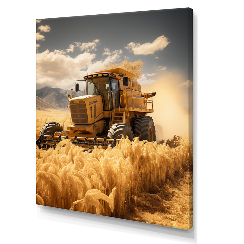 «Chatterly Farm Harvesting Gold Field» sur impression sur toile, Toile tendue, H 44 po x l 34 po x P 1,5 po