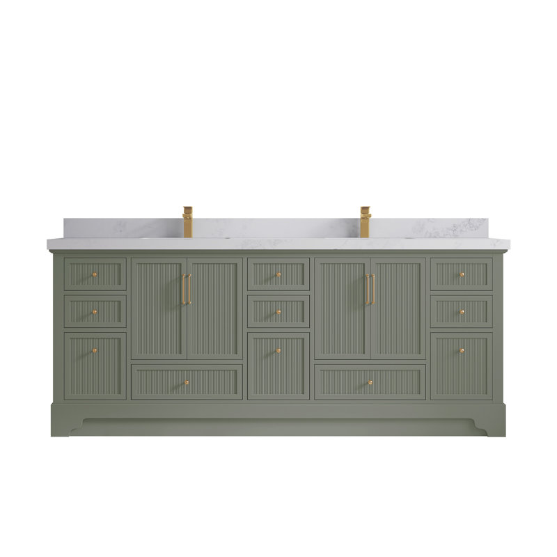 Alys 84" Double Bathroom Vanity Set (Knobs Option), Calacatta Nuvo
