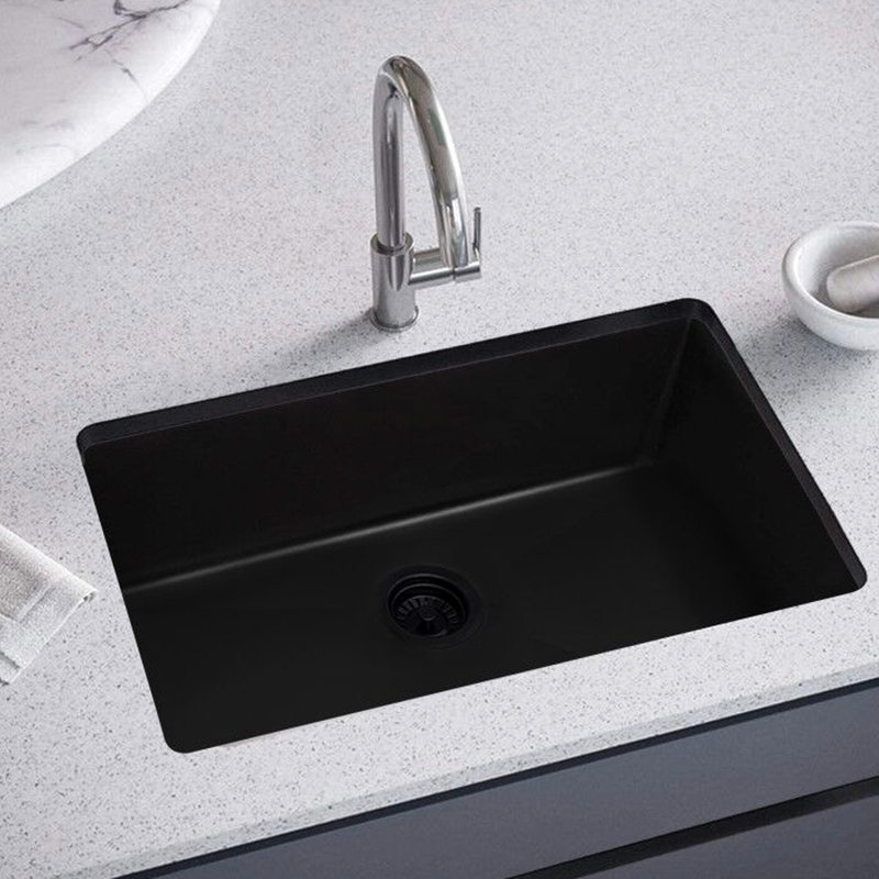 Évier de cuisine moderne en acier inoxydable noir, 32 po x 19 po, encastré sous le comptoir, pratique en acier noir de 32 po x 19 po, longue durée de vie