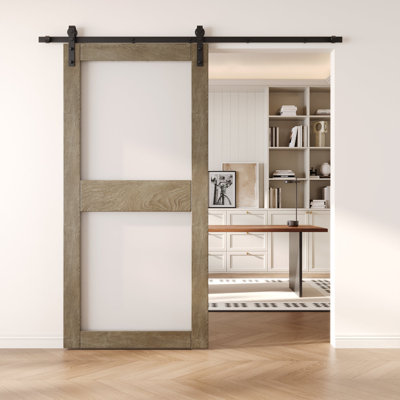 Porte de grange coulissante en bois massif non assemblé 36 x 84