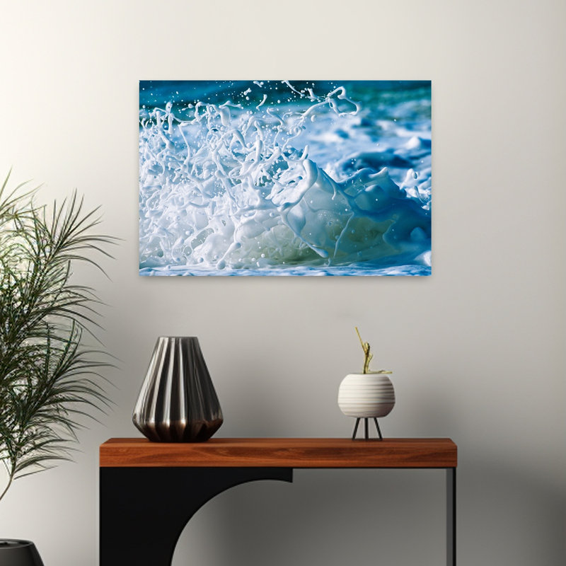 Mousse éclabousse dans la mer, art abstrait contemporain, H 16 po x l 24 po
