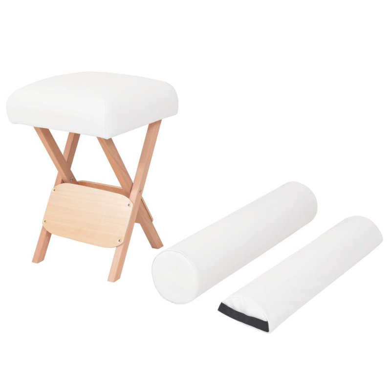 Menara Solid Wood Accent Stool, White