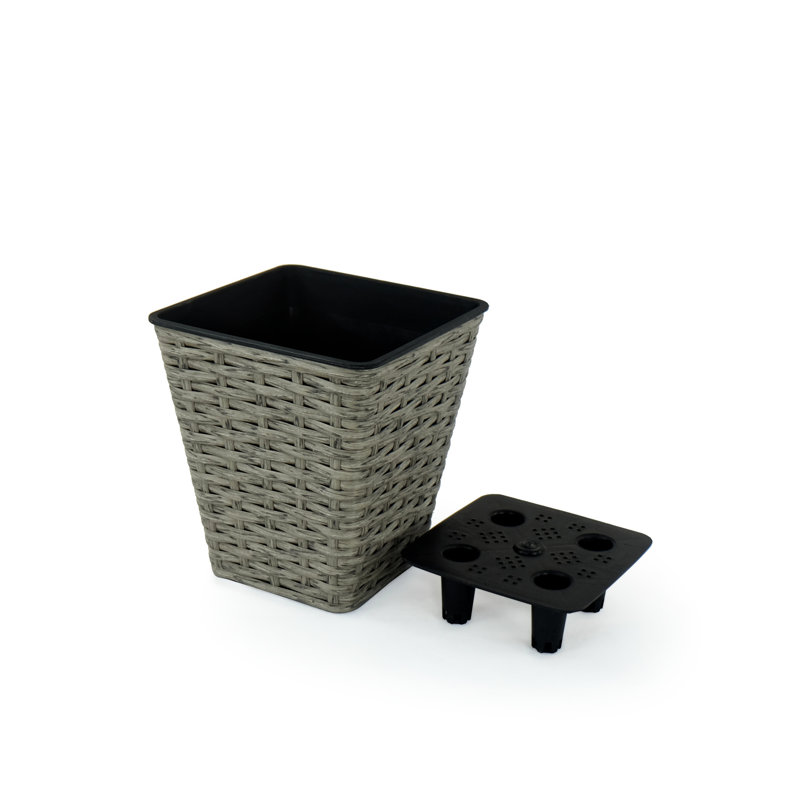 2 Hand Woven Self-Watering Planters - Gray For Indoor And Outdoor Beauty Stabilized Construction Smart Planter Duo & Weather Easy To Care