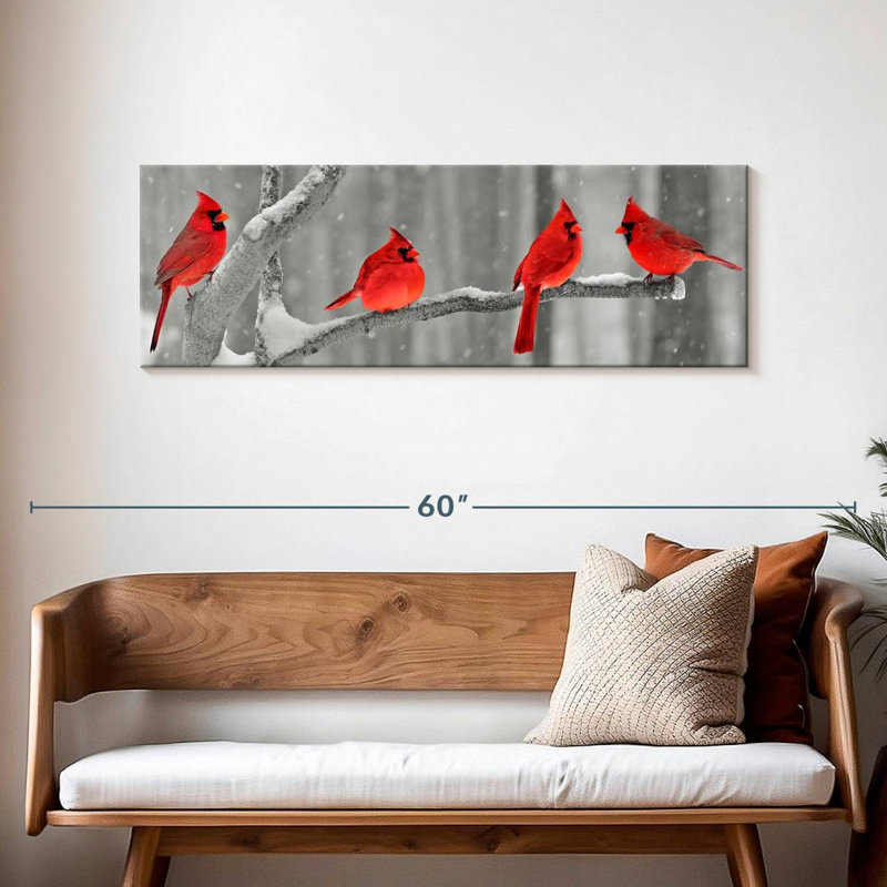 Cardinal Birds, reproduction sur toile, H 16 po x l 48 po x P 1,25 po