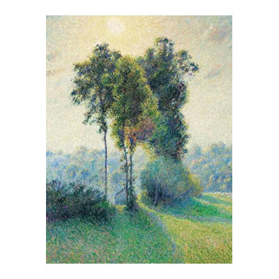 Pastel Colours Trees and Meadow Landscape Patterned Modern Decorative Rug