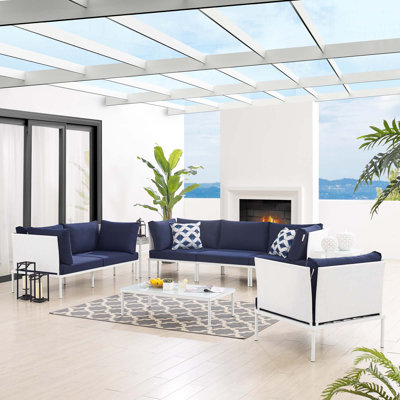 Harmony 8-Piece Sunbrella Outdoor Patio Aluminum Seating Set by Modway