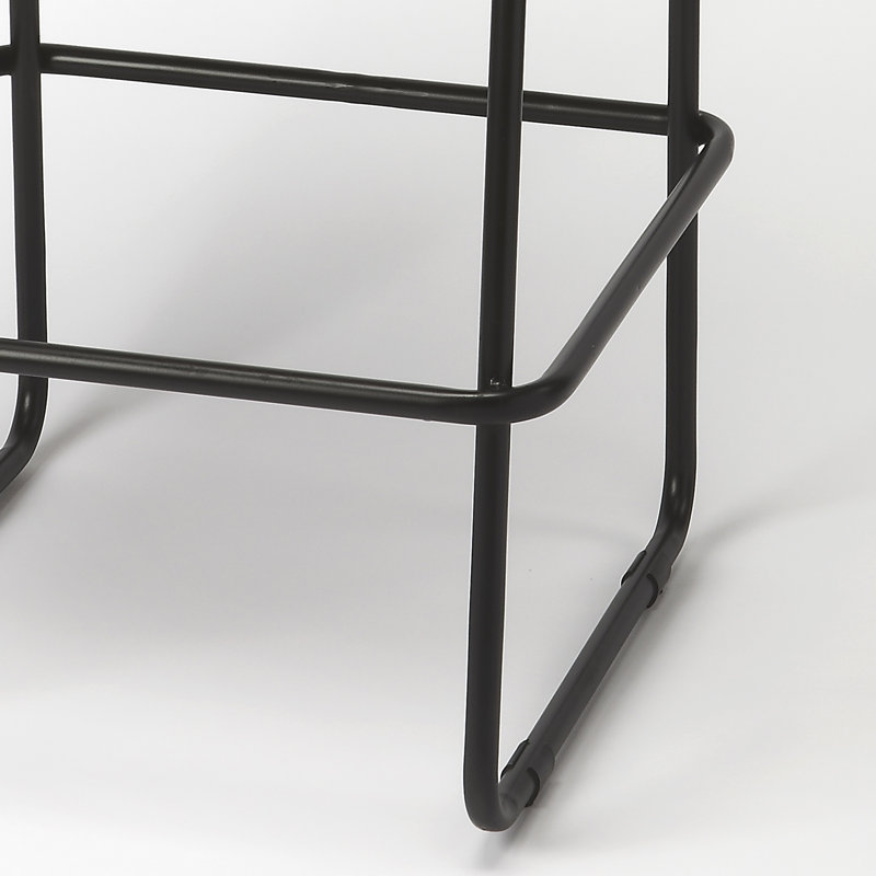 Atley 28'' Brown Genuine Leather and Iron Bar Stool