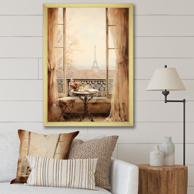 «Rustic Eiffel Tower Paris Window View II - City Paris», art mural