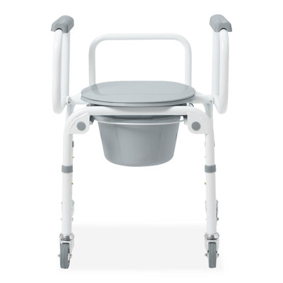 Steel Drop-arm Wheeled Commode, 300lb. Weight Capacity