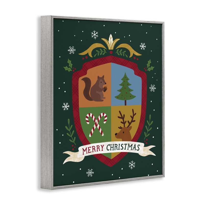 «Merry Christmas Woodland Crest», art mural sur toile par Nina Seven, Estampe numérique Farmhouse, H 14 po x l 11 po