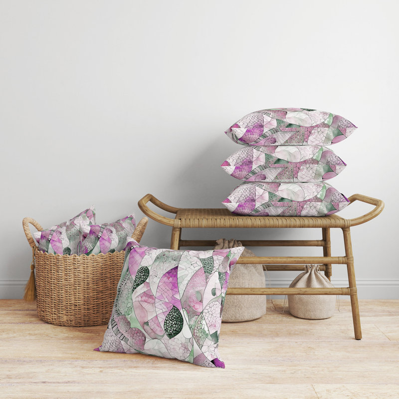 Purple and Green Abstract Square Indoor/Outdoor Pillow