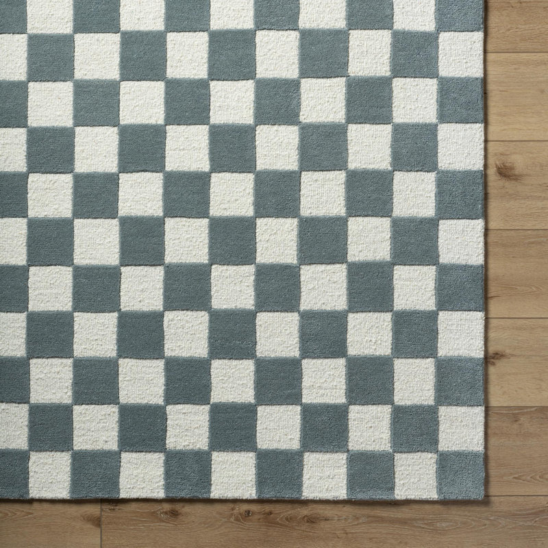 Jenna Teal Hand Tufted Area Rug, Rectangle 5' x 8'