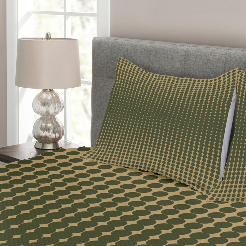 Adriyan Green/Brown Microfibre Bedspread Set, 220 x 264 cm
