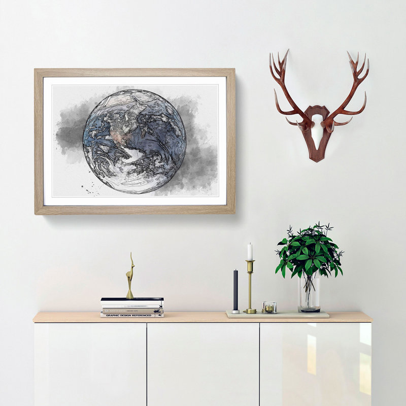 Amazing Image of Earth in Abstract - Picture Frame Graphic Art Print, Oak Framed, 27cm H x 36cm W x 2cm D