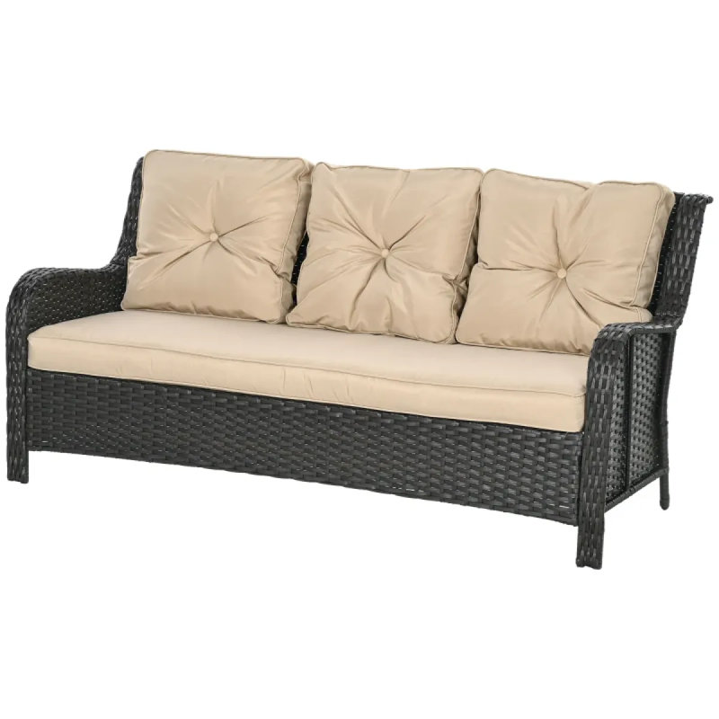 Patio Couch,Rattan Three-Seat Sofa