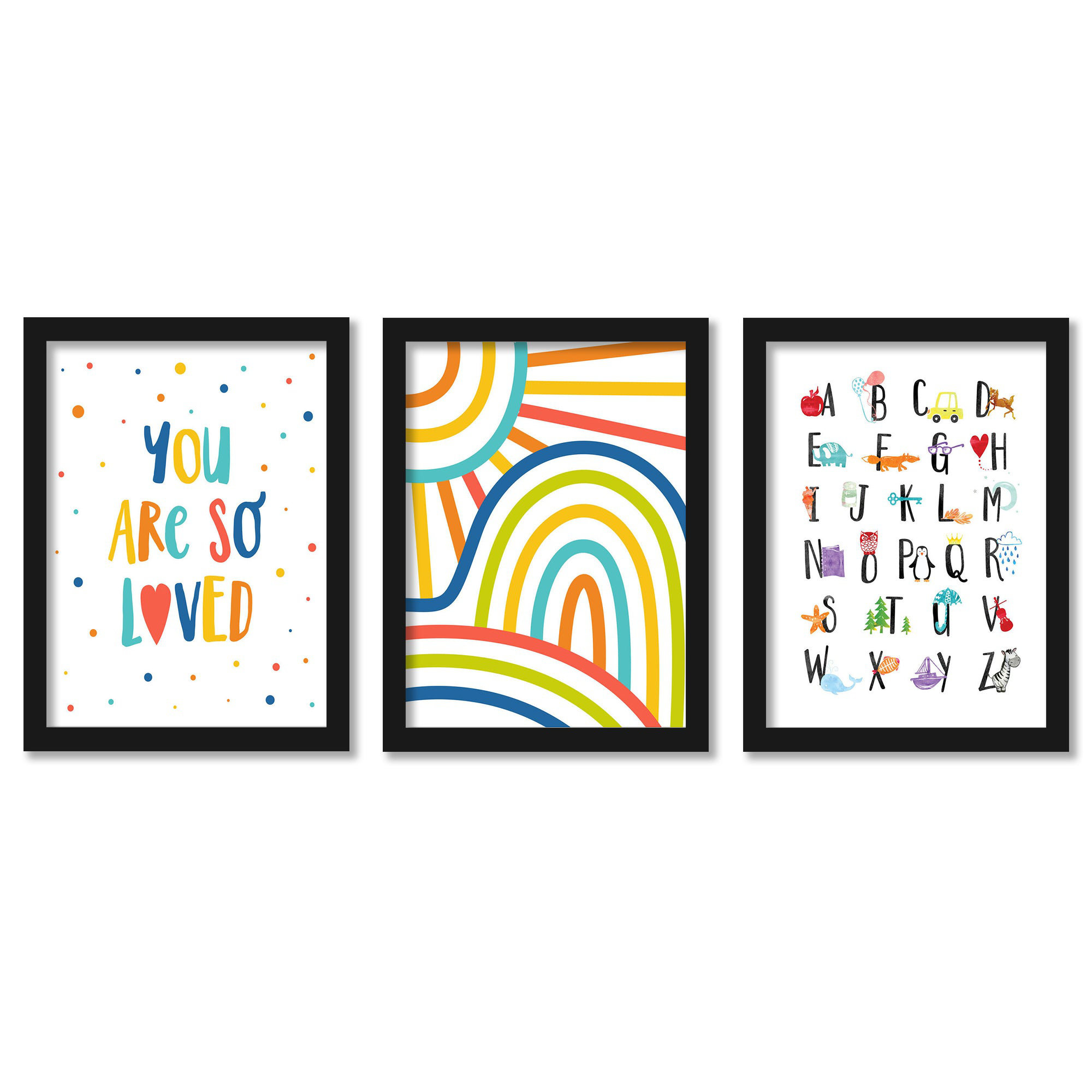 Isabelle & Max™ Rainbow Alphabet Framed On Wood 3 Pieces by Elena