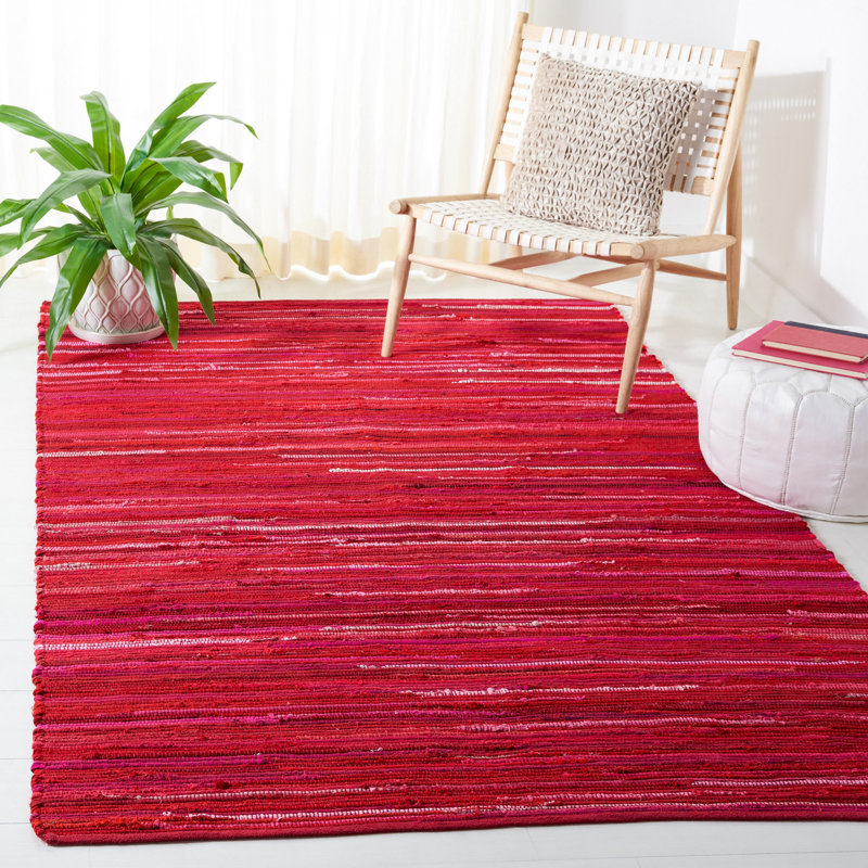 Tapis rayé en coton Nidhi, Rectangle de 5 pi x 8 pi