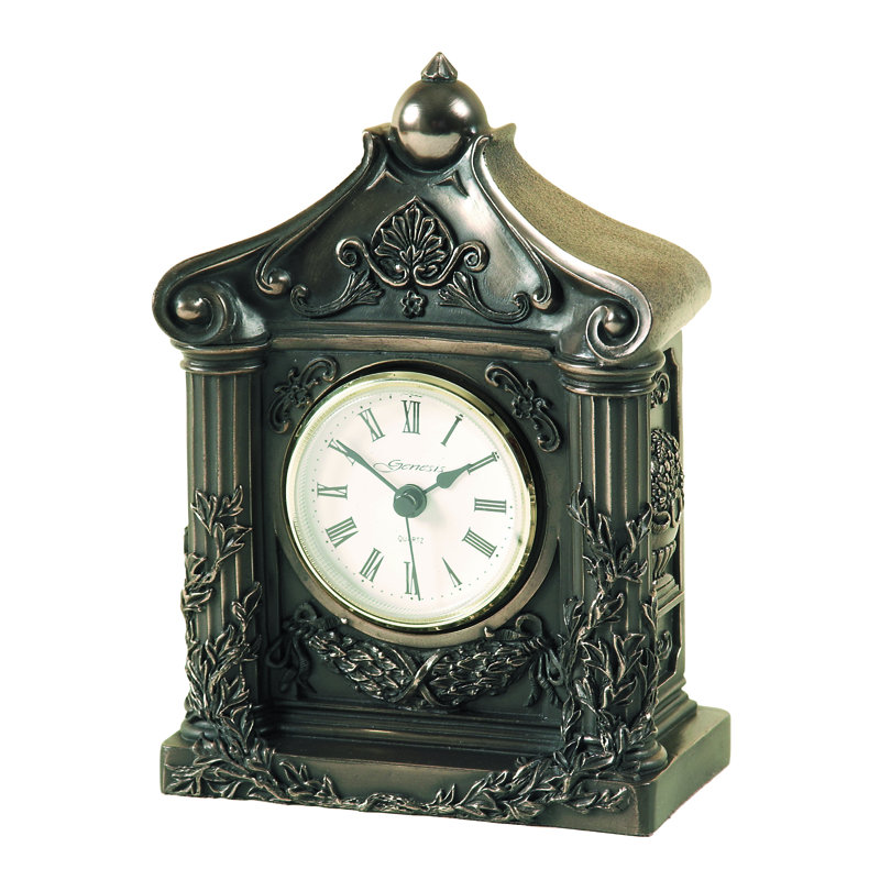 Traditional Analogue Resin Quartz Movement / Crystal Tabletop Clock in Bronze