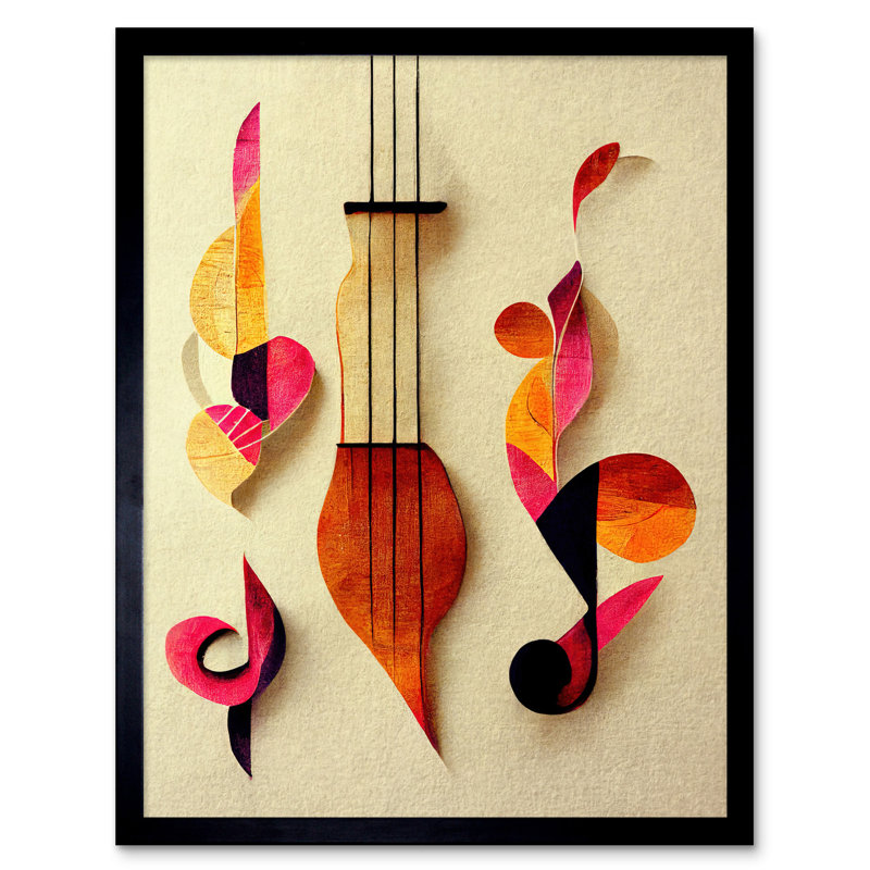 Autumnal Boho Music Clefs Lyra Musical - Single Picture Frame Print, 43.7cm H x 33.5cm W x 1.5cm D