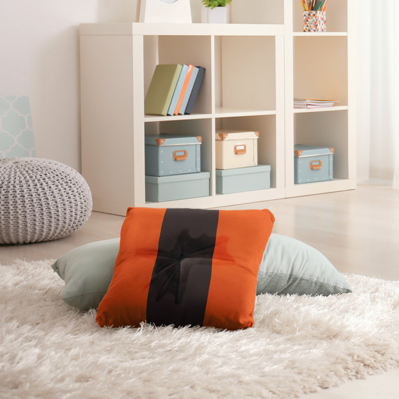  Coussin de sol touffeté, 30 po x 30 po, Orange / Brun