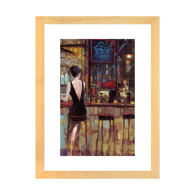 Piano Bar par Ruane Manning - reproduction d'art, Papier dans un cadre photo, H 24 po x l 16 po, Naturel