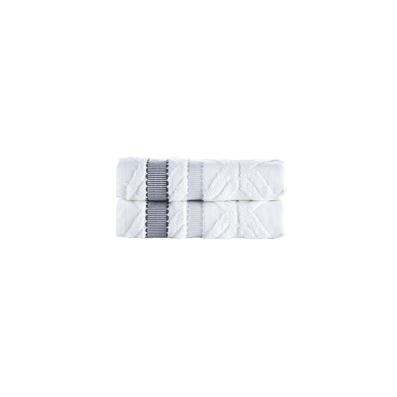 Turkish Cotton Plush Jacquard Hand Towel, White