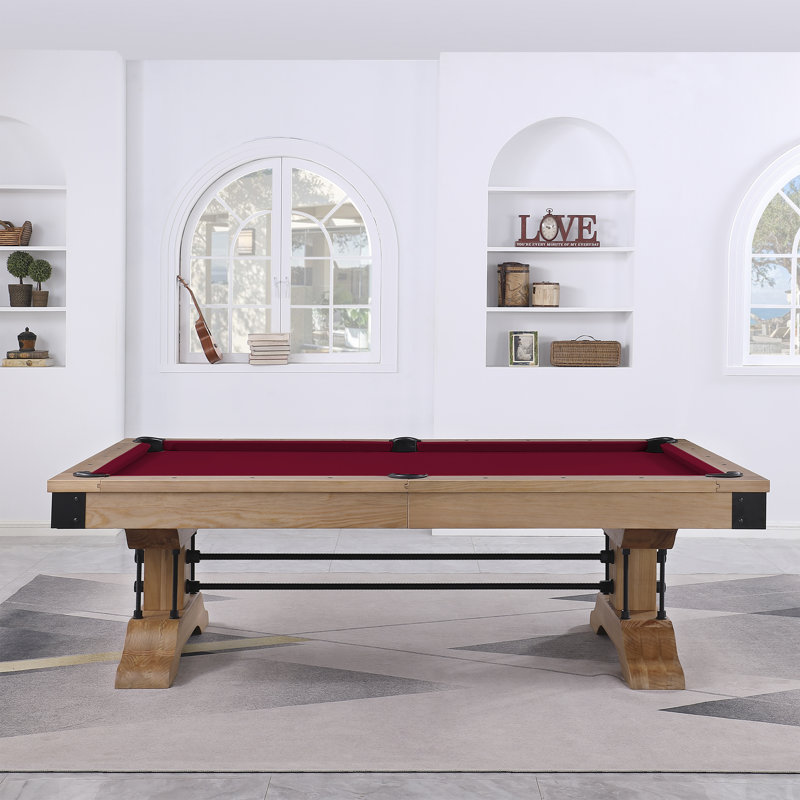 Manchester 8ft Weathered Natural Pine Slate Pool Table with Burgundy Felt