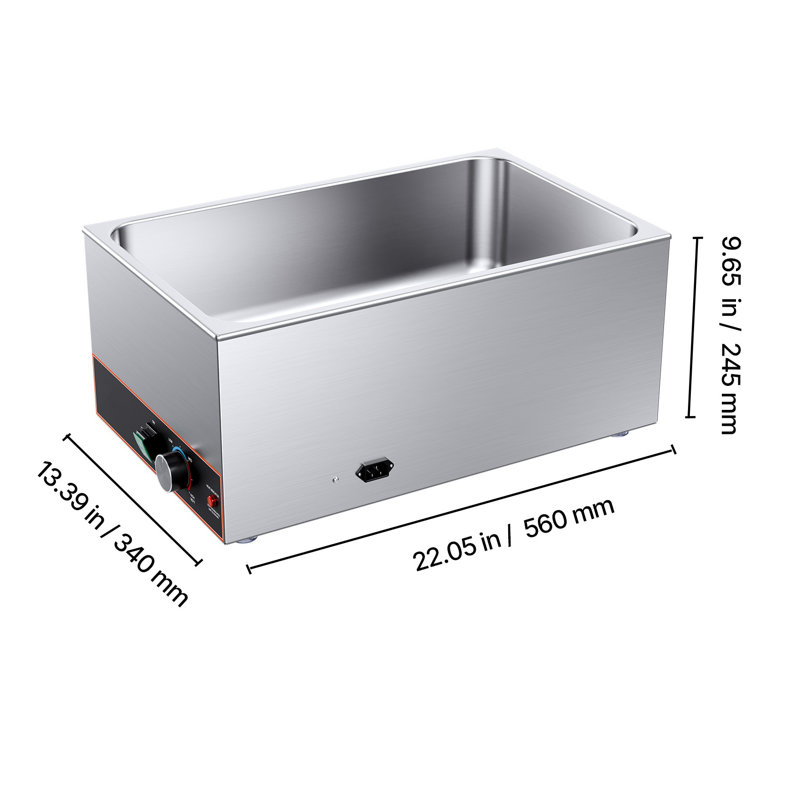 Chauffe-plat électrique en acier inoxydable 1500W avec contrôle de température réglable - Chauffe-plat de table à vapeur de qualité commerciale pour la restauration et les fêtes