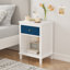 Table de chevet en bois 26,77 po de hauteur avec un tiroir et une tablette pour enfants, adultes, bleu marine et poignée dorée