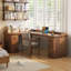 Bureau en L 70,87 po en bois de noyer massif avec 6 tiroirs-108958868-108958870