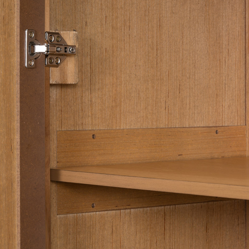 Sophisticated Oak Veneer Cabinet With Multiple Storage Functions, Yellow
