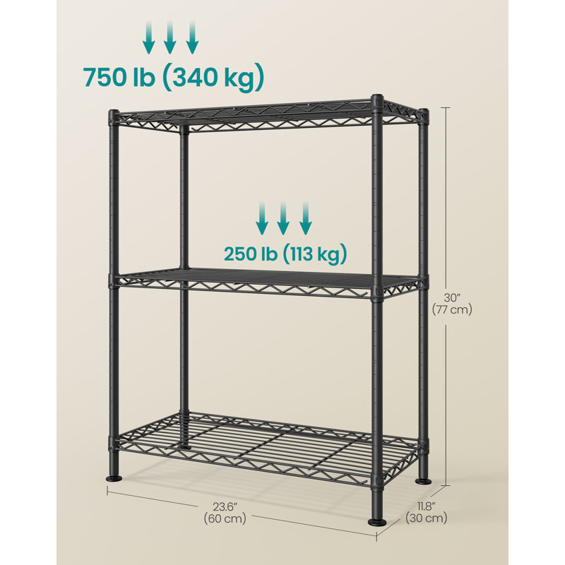 60cm W Metal Shelving Unit, 77cm H x 60cm W x 30cm D