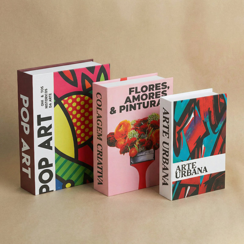 Ensemble de 3 boîtes à livres décoratives Pop Art Urban Art