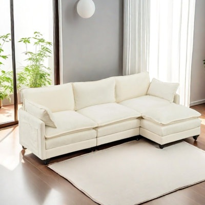 Latitude Run® Depelteau - Canapés modulaires confortables avec repose-pieds / coussins, canapés modulaires confortables à 3 places pour le salon, la chambre à coucher (113 po)