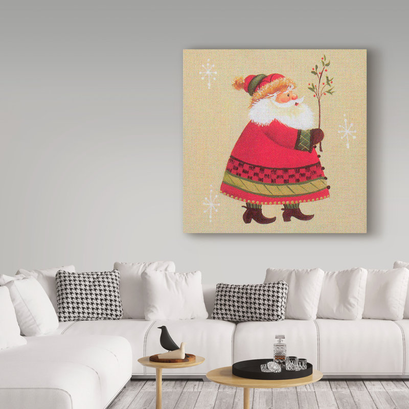 « père noël avec branches », art sur toile, H 14 po x l 14 po x P 2 po
