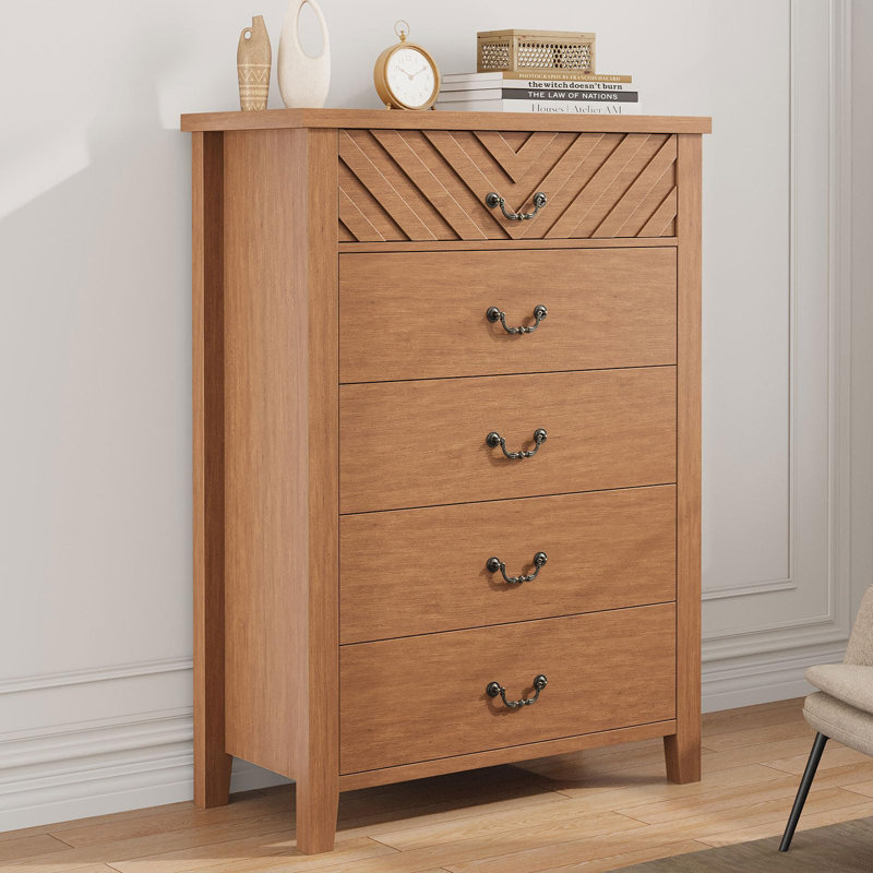 Commode haute brune à 5 tiroirs Brown, Brun