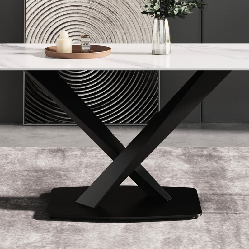 Table de salle à manger 56,4 po, Noir blanc, H 31,63 po x L 56,4 po x l 29,37 po