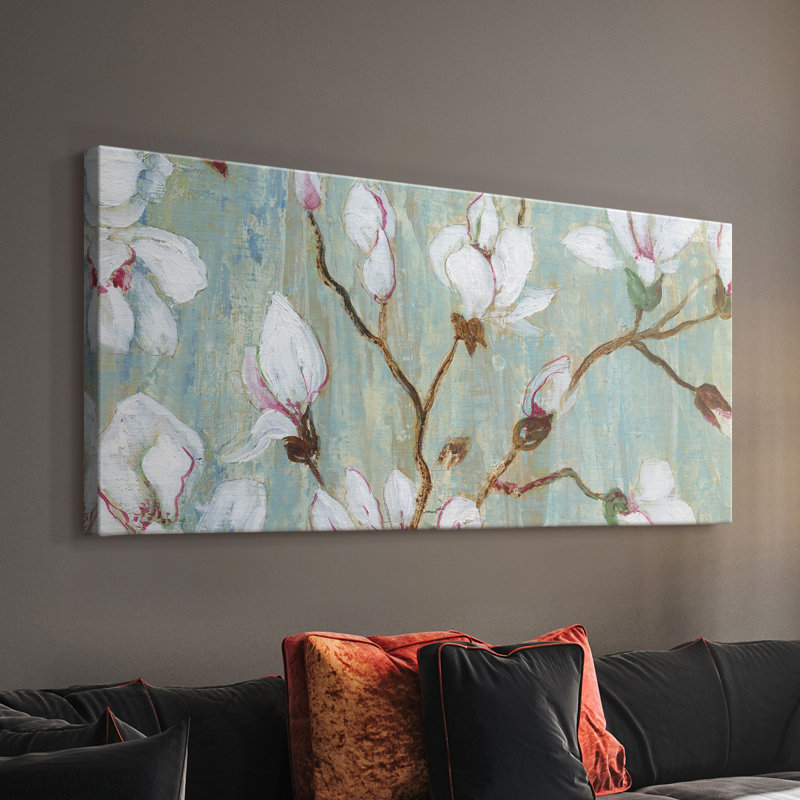 Dogwood Morning I - Toile tendue avec châssis - Prêt à accrocher, H 16 po x l 32 po