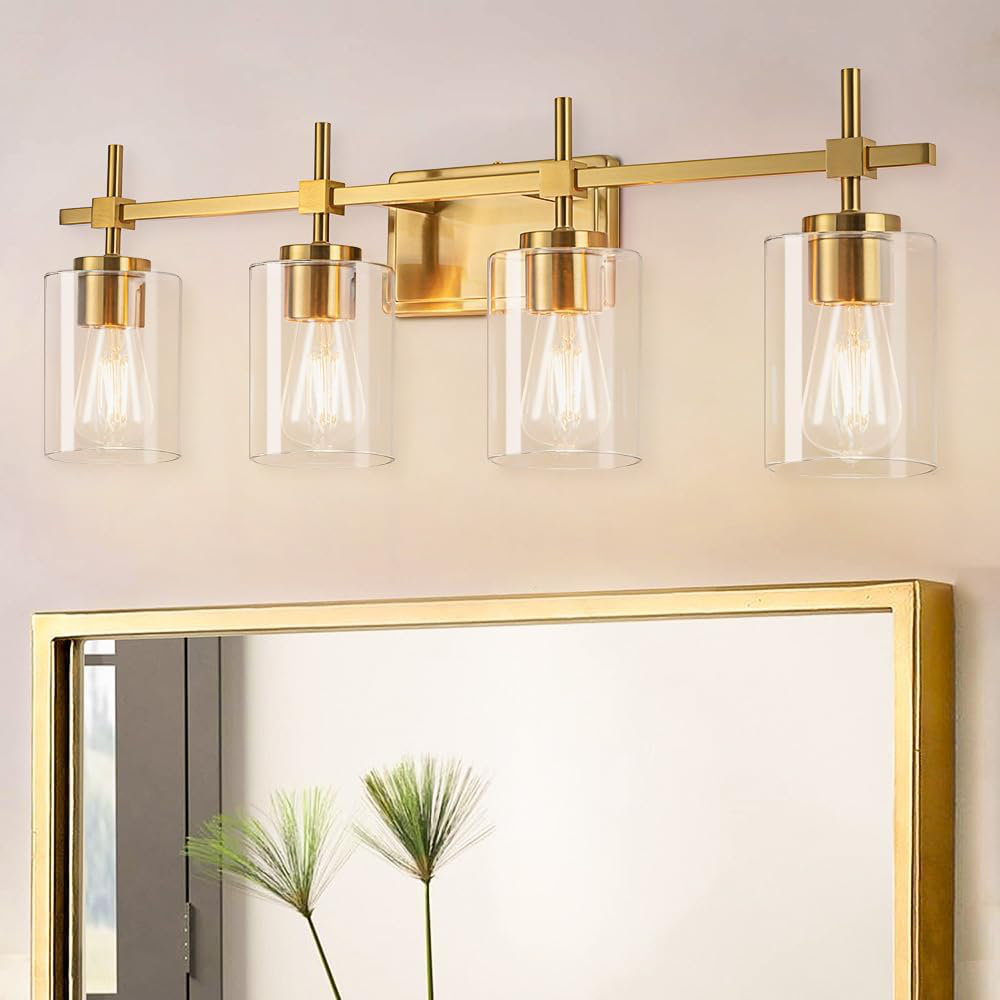 Everly Quinn Brushed Gold Bathroom Light Fixtures, Wall Sconces ...
